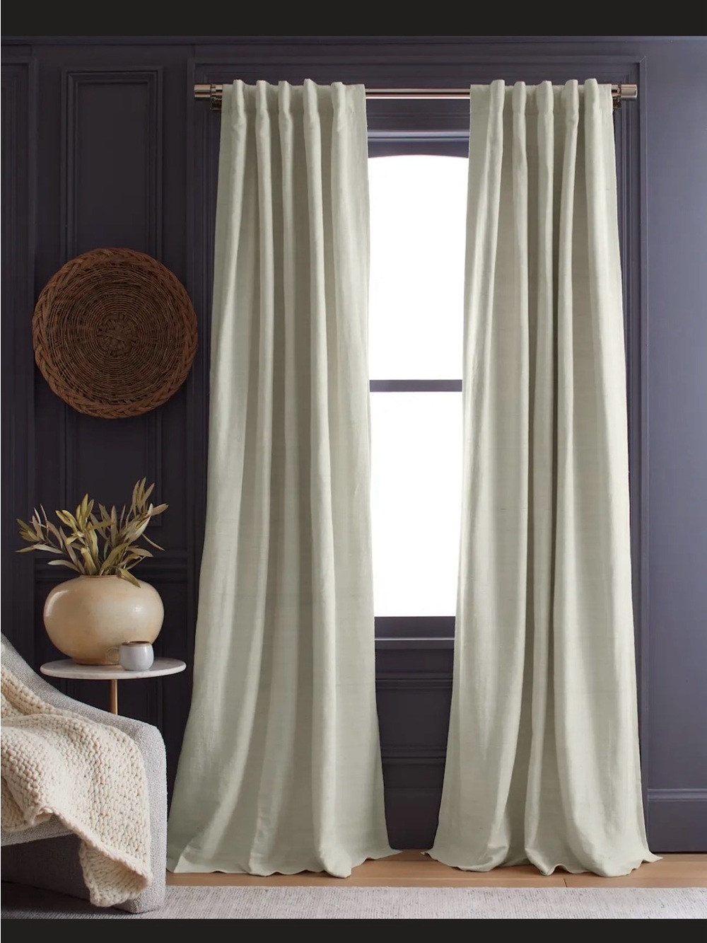 Quince Raw Silk Blackout Curtain - Single Panel - Ivory 48/108”